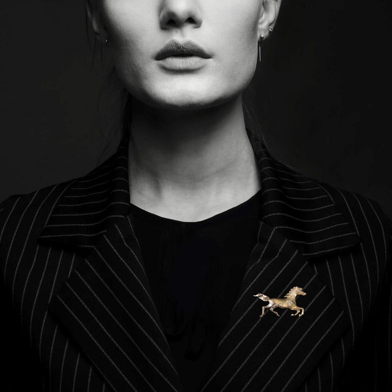 14 Karat Diamond Horse Brooch/Pin at 1stDibs