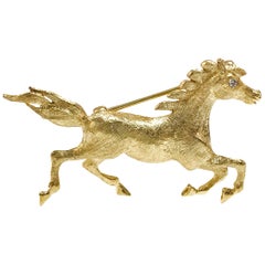 14 Karat Diamond Horse Brooch/Pin