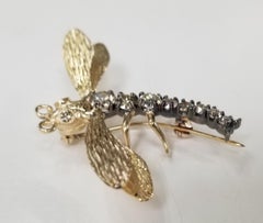 14 Karat Diamond Light Cognac Color "Dragon Fly" Pin or Pendant
