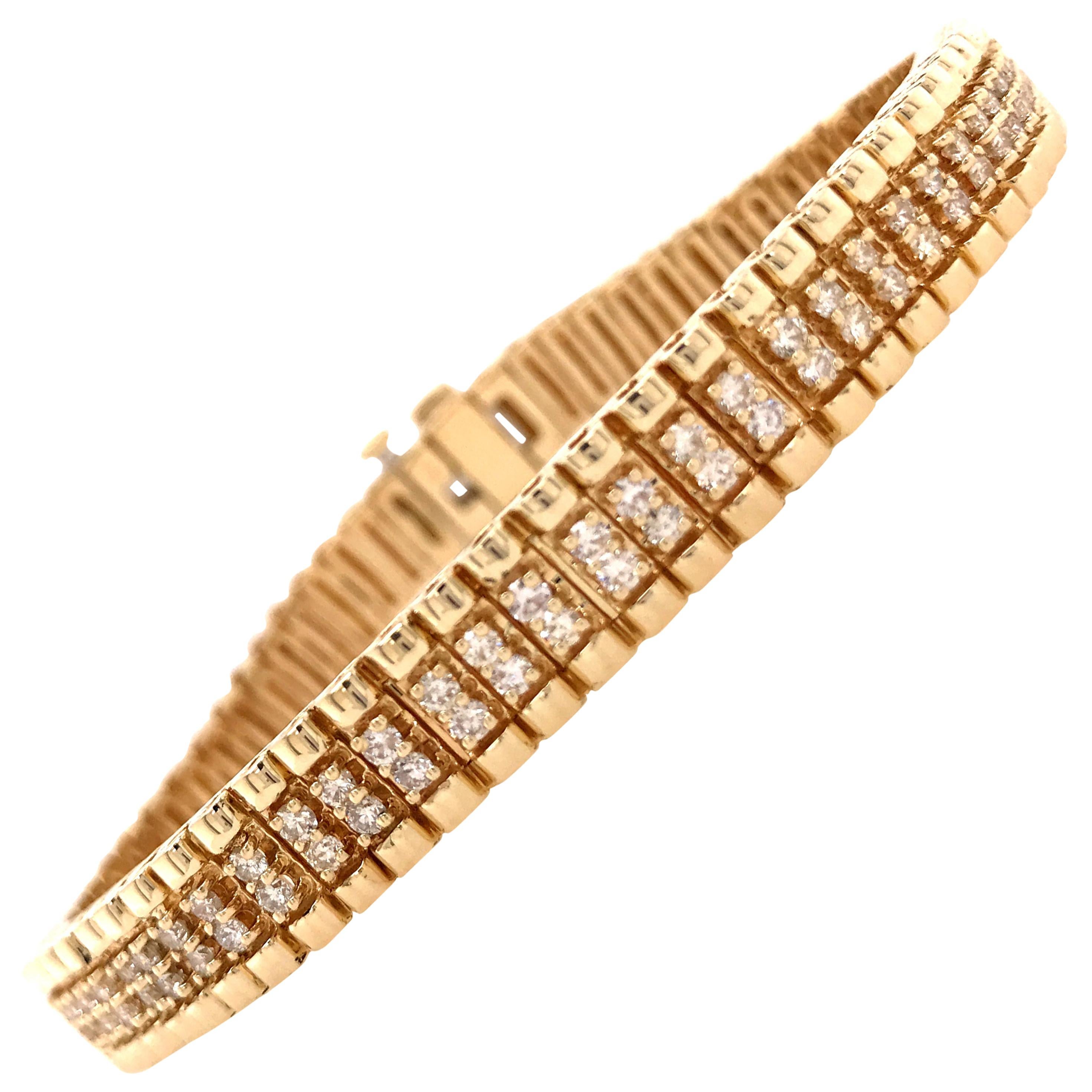 14 Karat Diamond Line Bracelet Yellow Gold