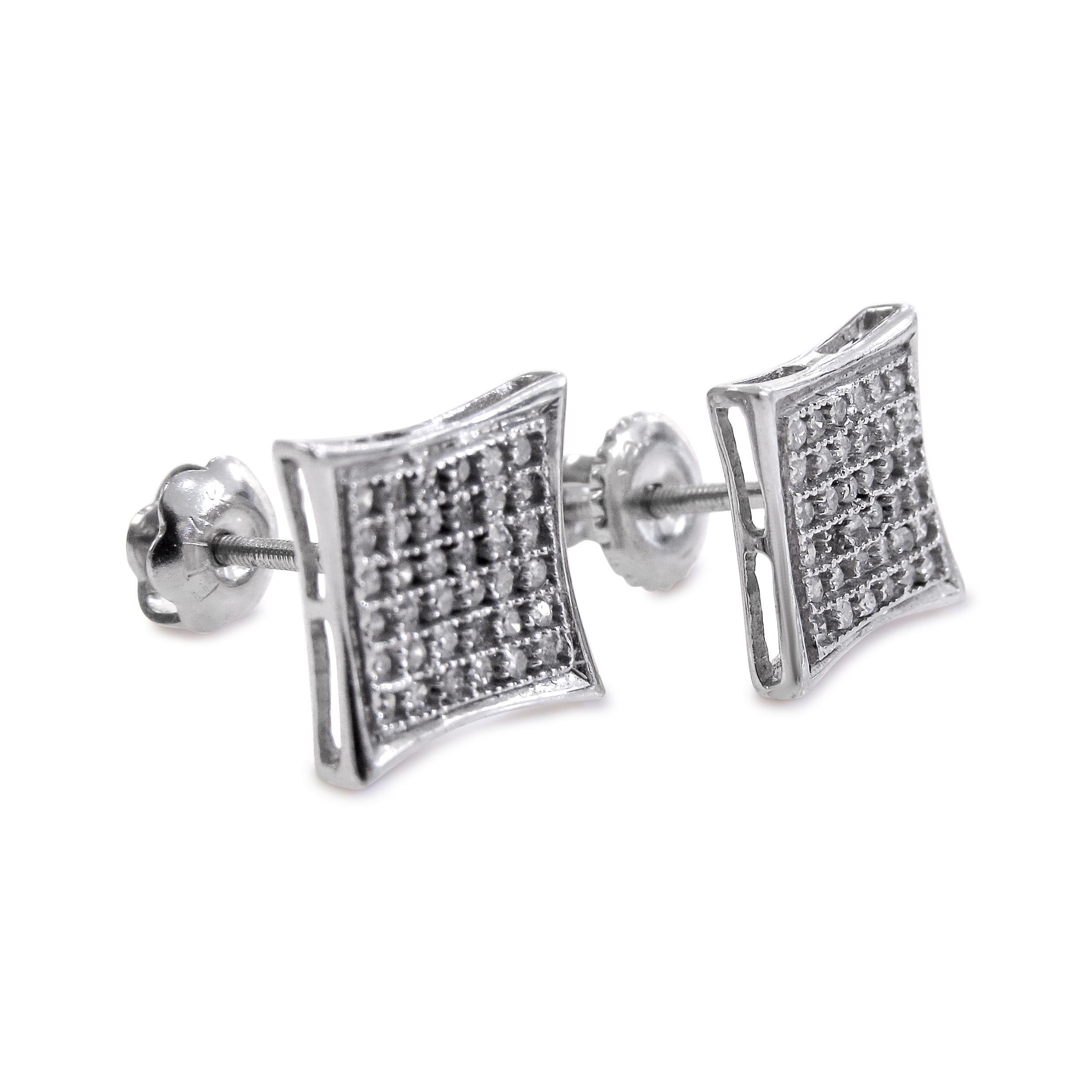 Art Deco 14 Karat Diamond Men's Studs Earrings Wit Screw Backs For Sale
