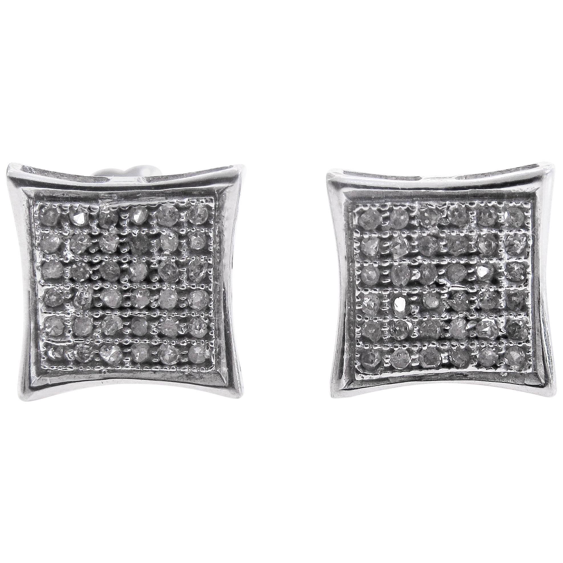 14 Karat Diamond Men's Studs Earrings Wit Screw Backs For Sale