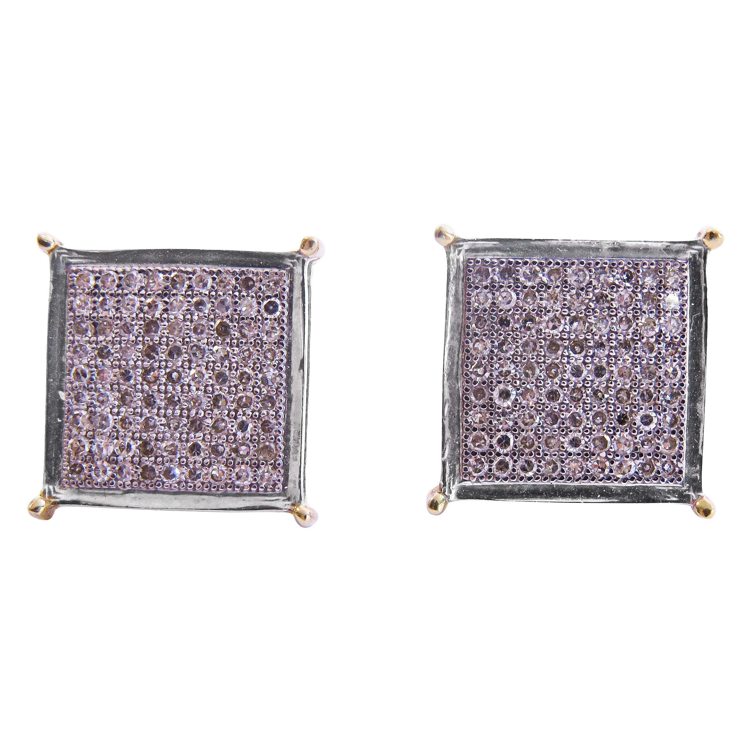 14 Karat Diamond Men
s Studs Earrings With Screw Backs. For Sale