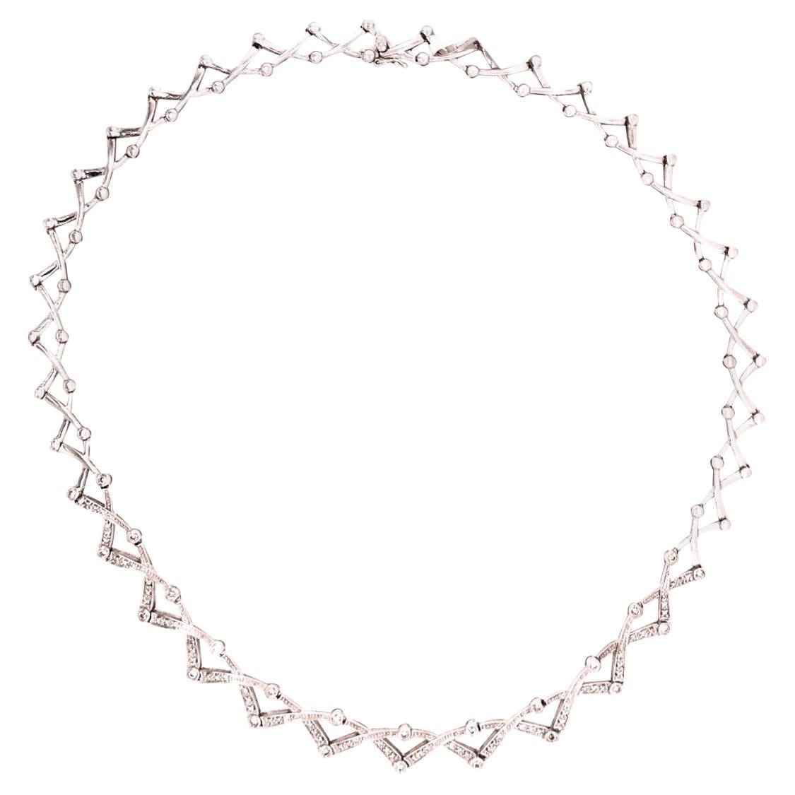 14 Karat Diamond Necklace 27.1 Grams Weight For Sale