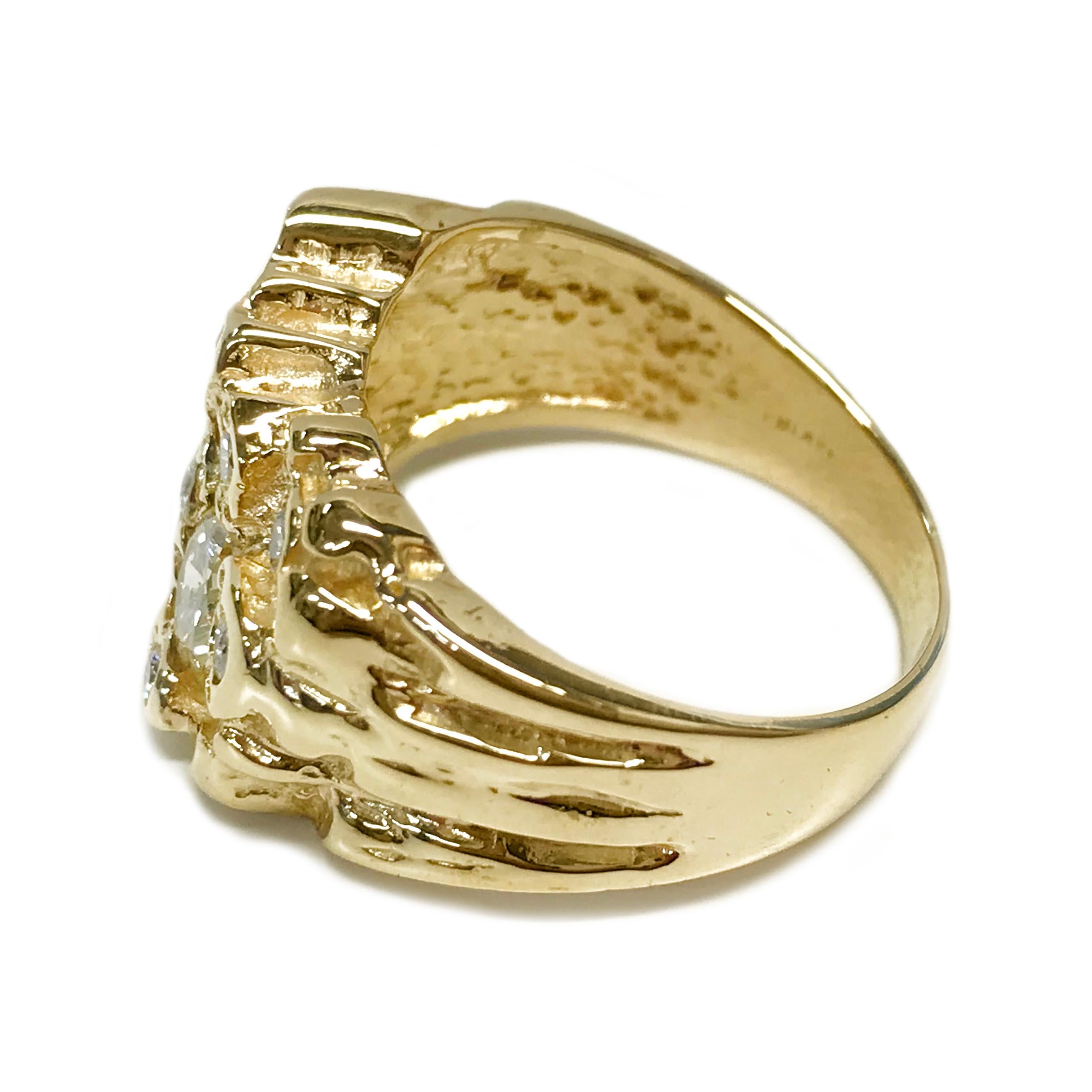 women's gold nugget ring with diamonds