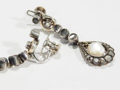 14 Karat Diamond Pearl Dangle Earrings Sterling Silver Vintage GIA