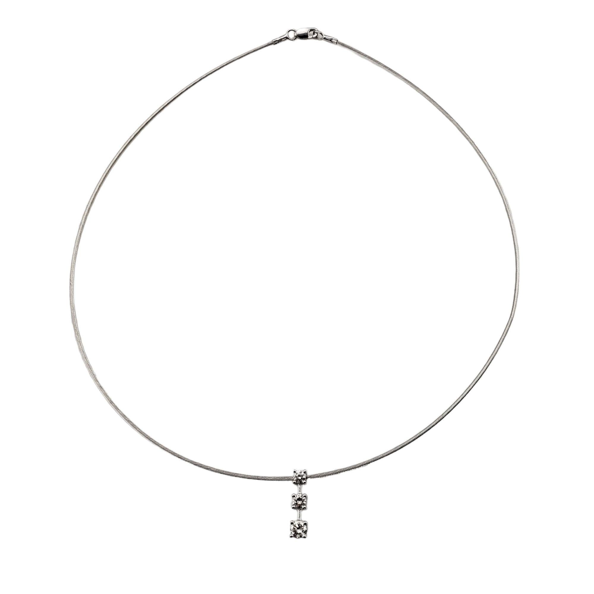 Women's 14 Karat Diamond Pendant Cable Wire Necklace For Sale