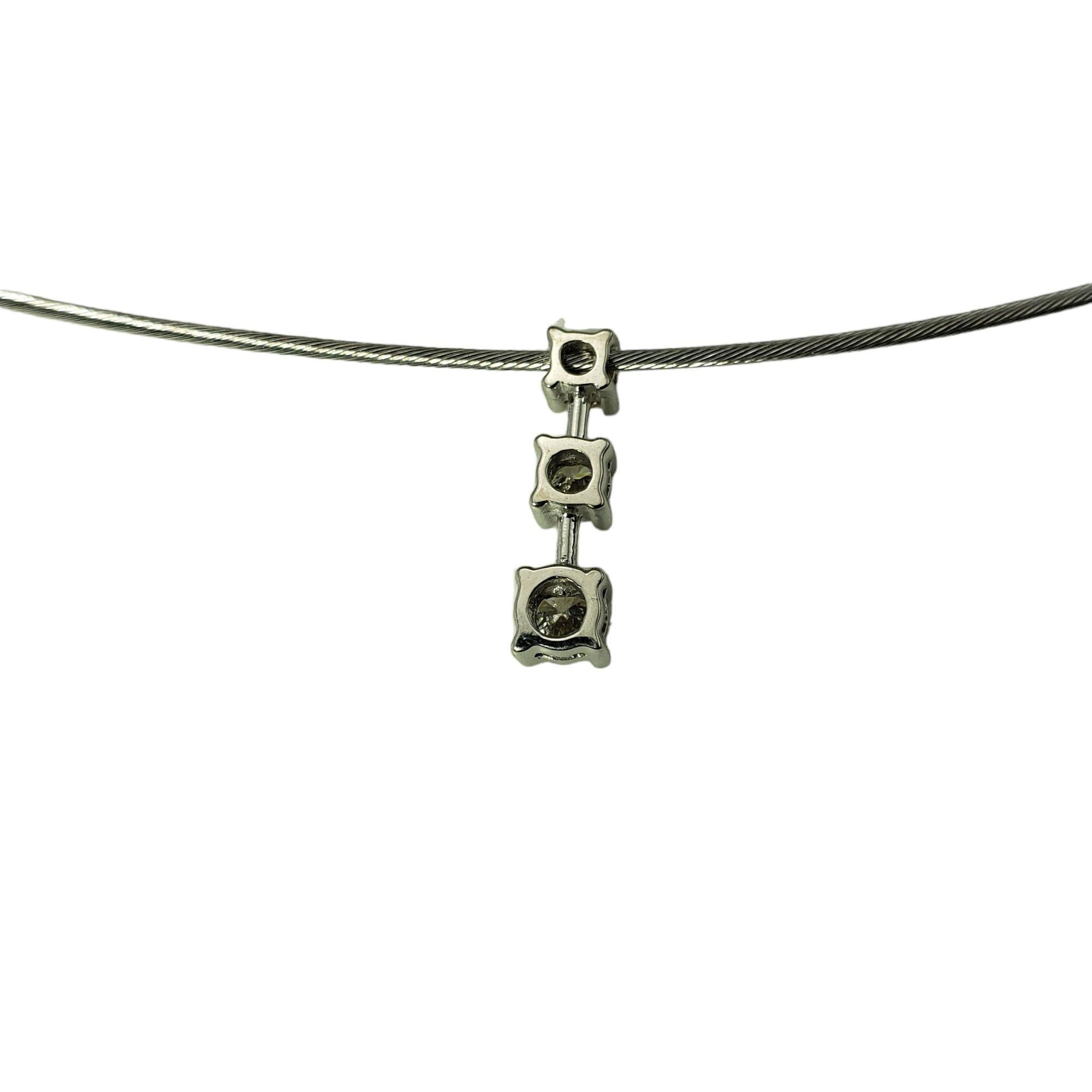 14 Karat Diamond Pendant Cable Wire Necklace For Sale 1
