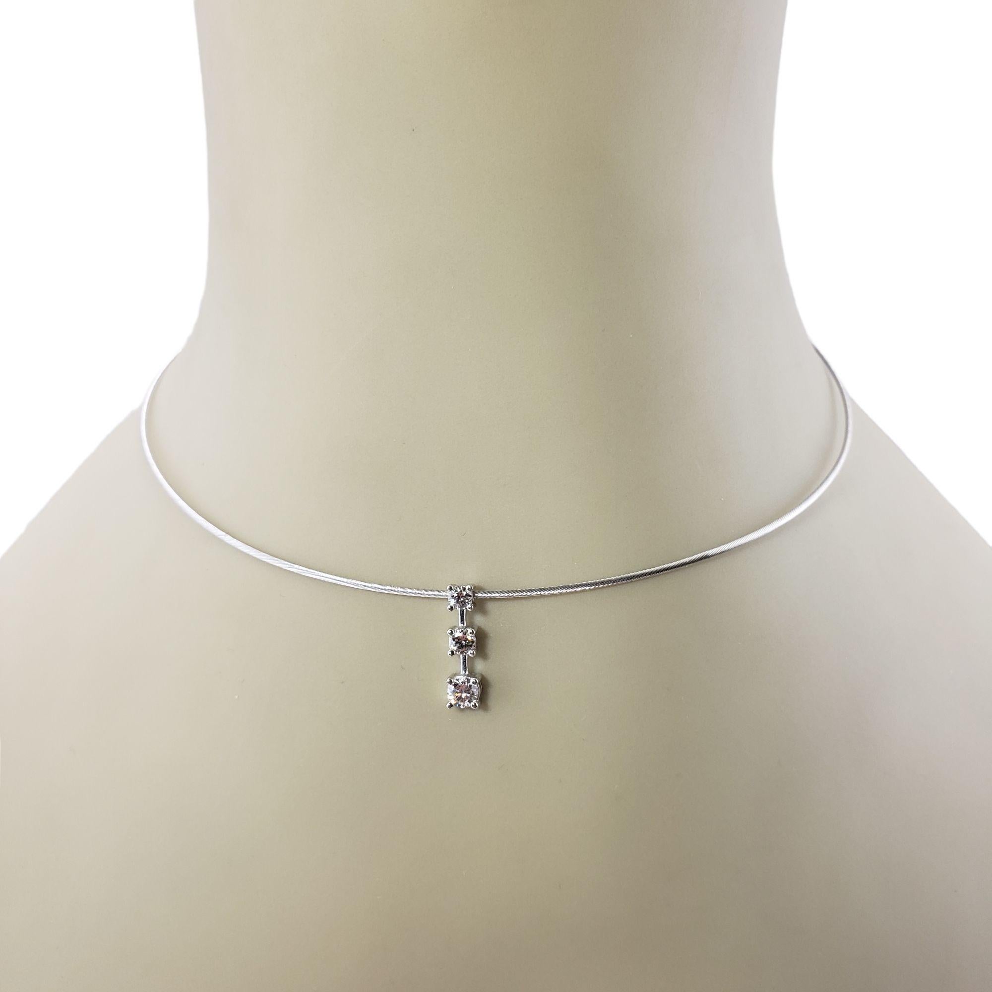 14 Karat Diamond Pendant Cable Wire Necklace For Sale 3