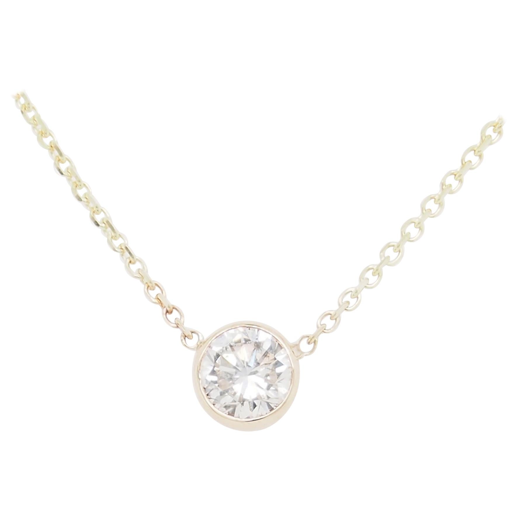 14 Karat Diamond Pendant Necklace Yellow Gold 0.40 Carat For Sale