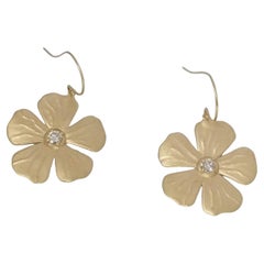 14 Karat Diamond Periwinkle Flower Earrings