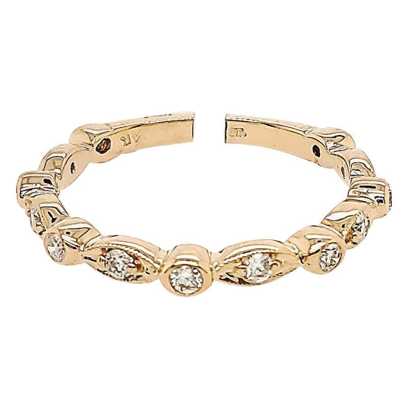 14 Karat Diamond Ring Band Yellow Gold 0.30 Carat