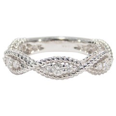14 Karat Diamond Ring Rope Motif White Gold 0.60 Carat