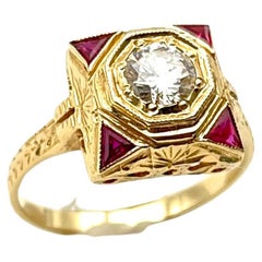 14 Karat Diamond & Ruby Vintage Ring 