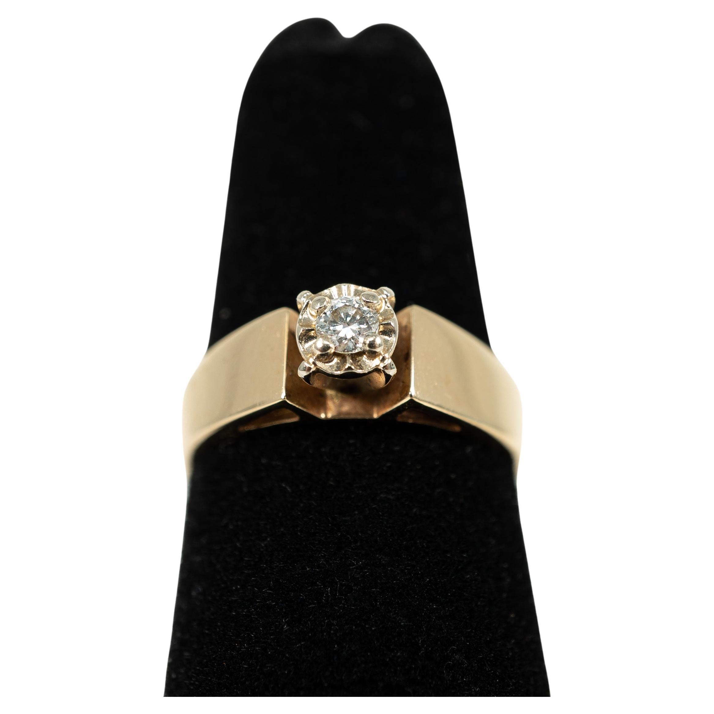 14 Karat Diamond Solitaire Ring For Sale