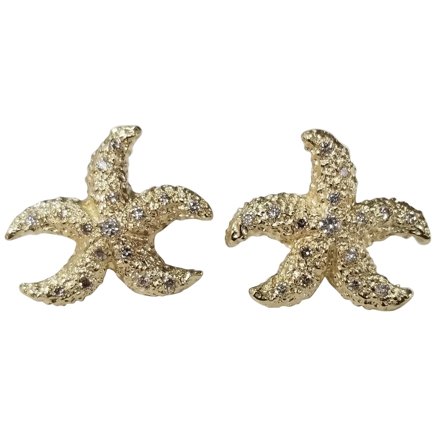 14 Karat Diamond "Starfish" Earrings