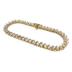 14K Yellow Gold Retro Diamond Tennis Bracelet, 3.52ctw, 1980s