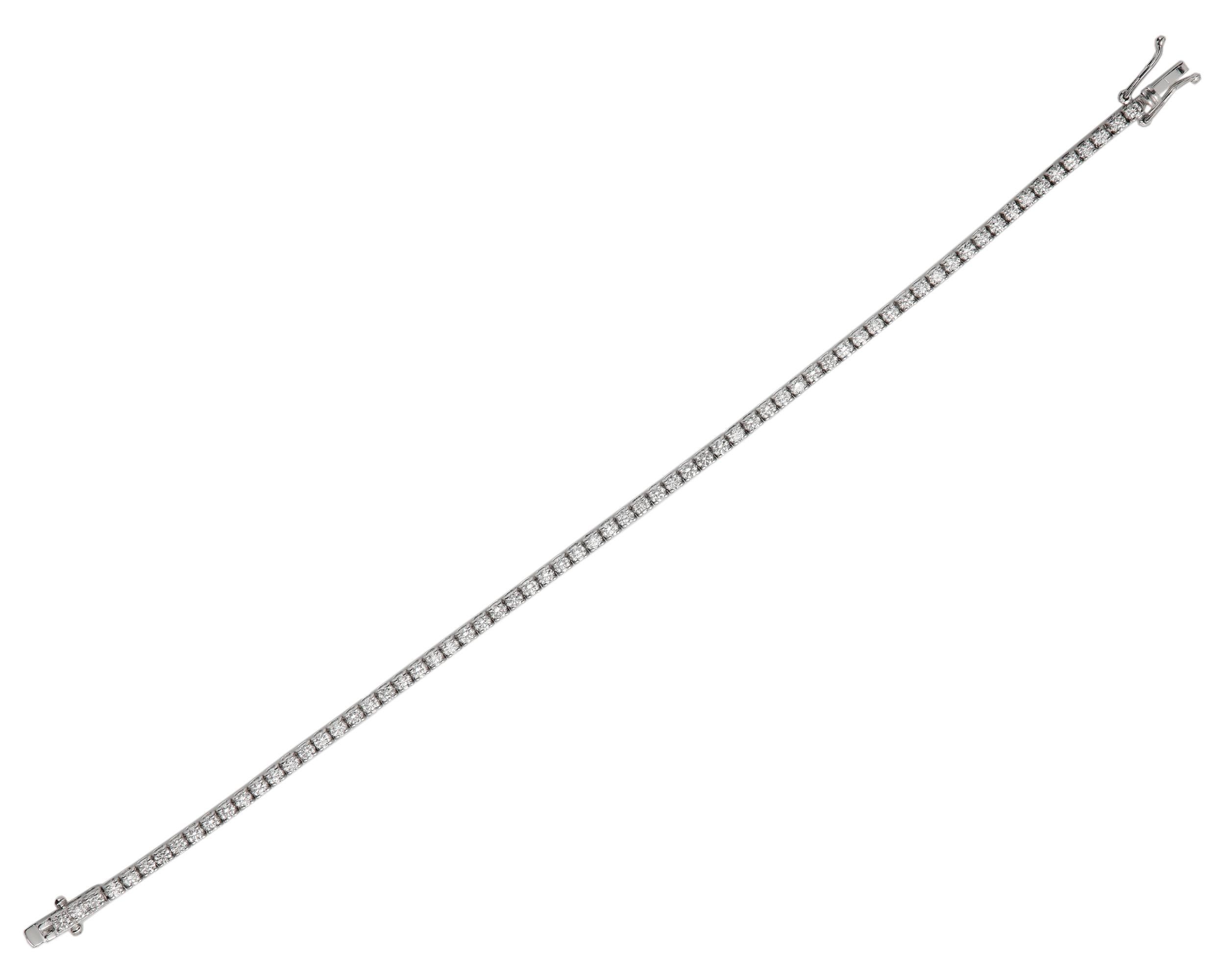 14 Karat Diamond Tennis Bracelet Natural Diamonds White Gold 2.0ct G-I1 For Sale 1