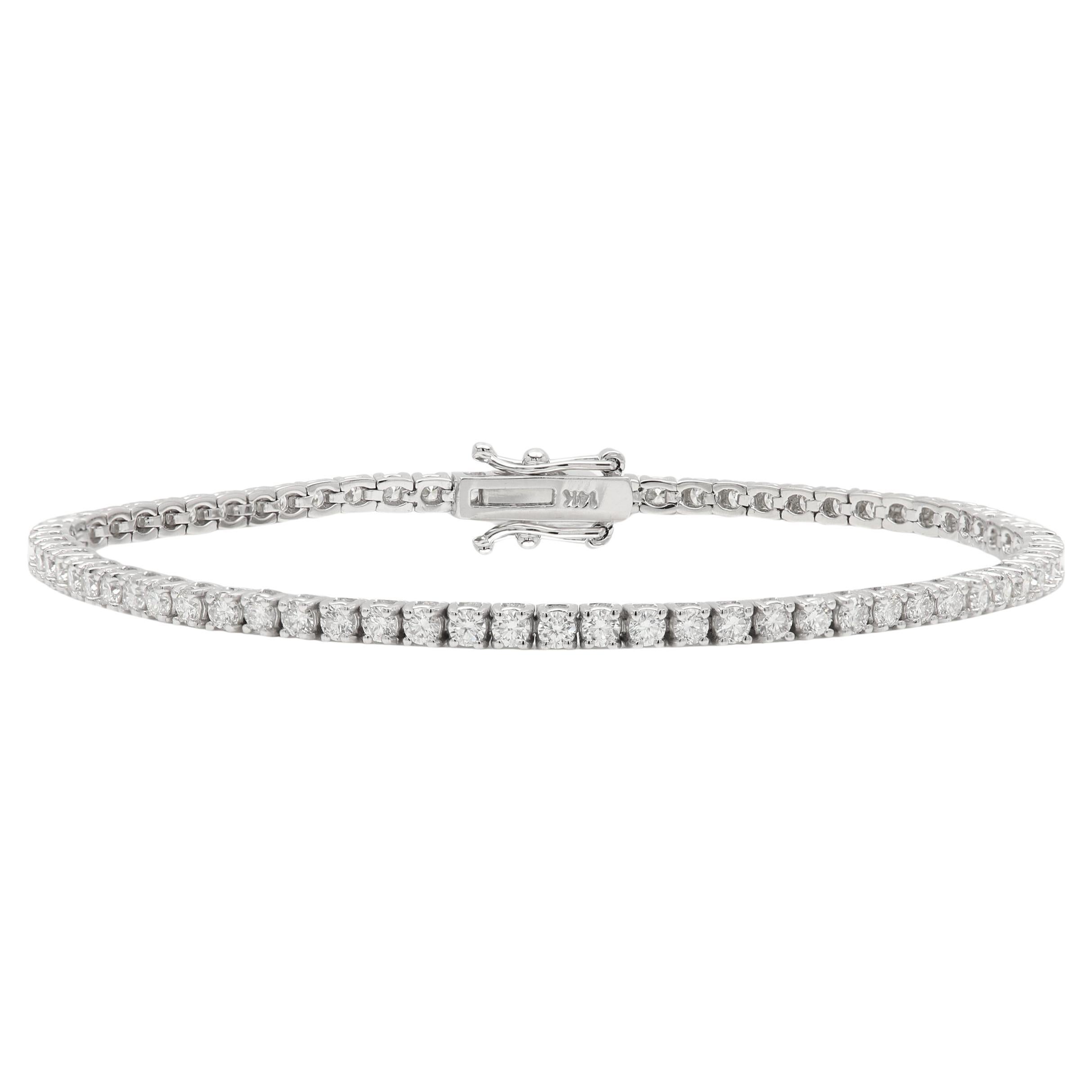 14 Karat Diamond Tennis Bracelet Natural Diamonds White Gold 2.0ct G-VS