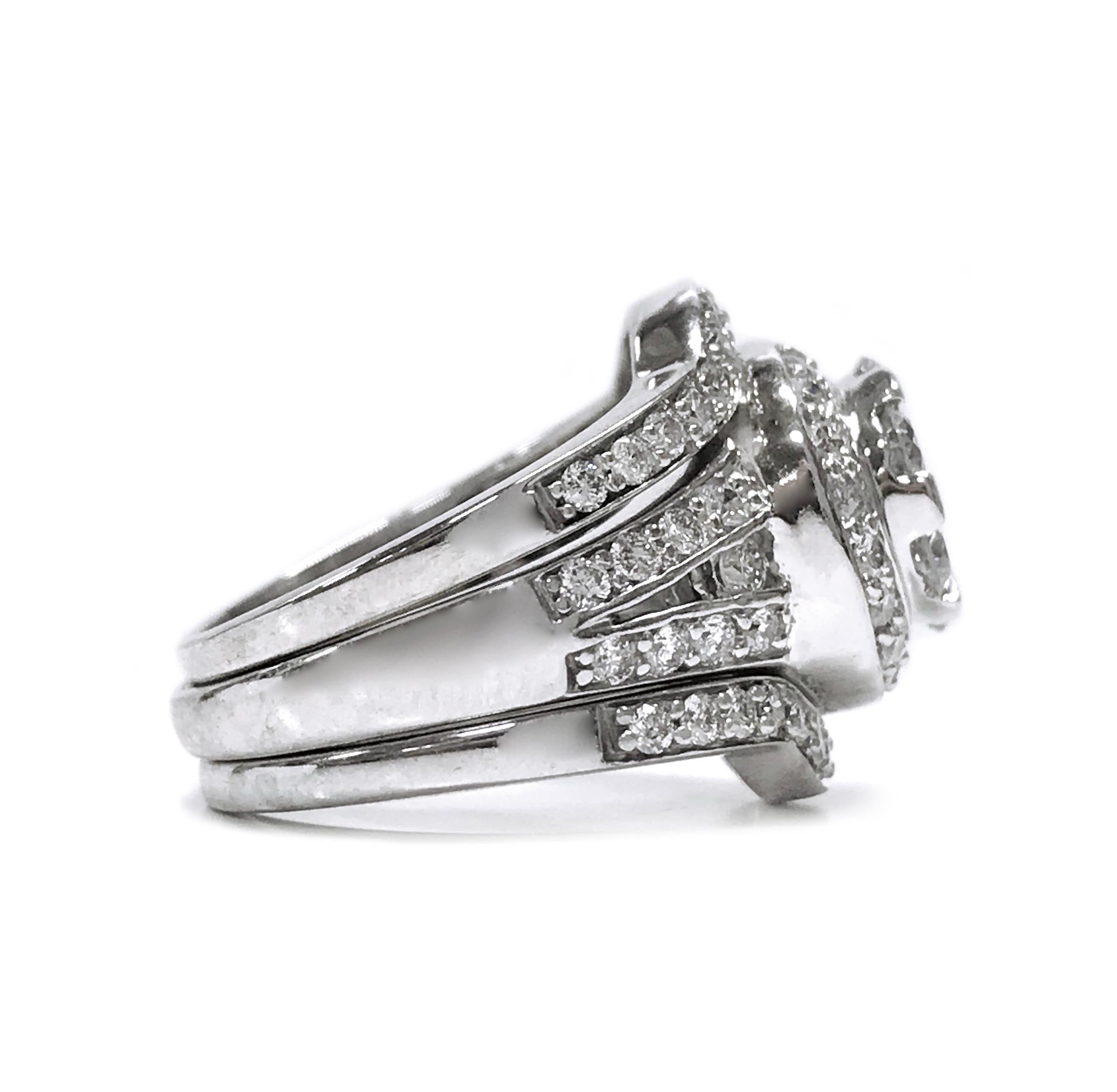 da uomo o donna 14 Karat Diamond Triple Ring Set in vendita