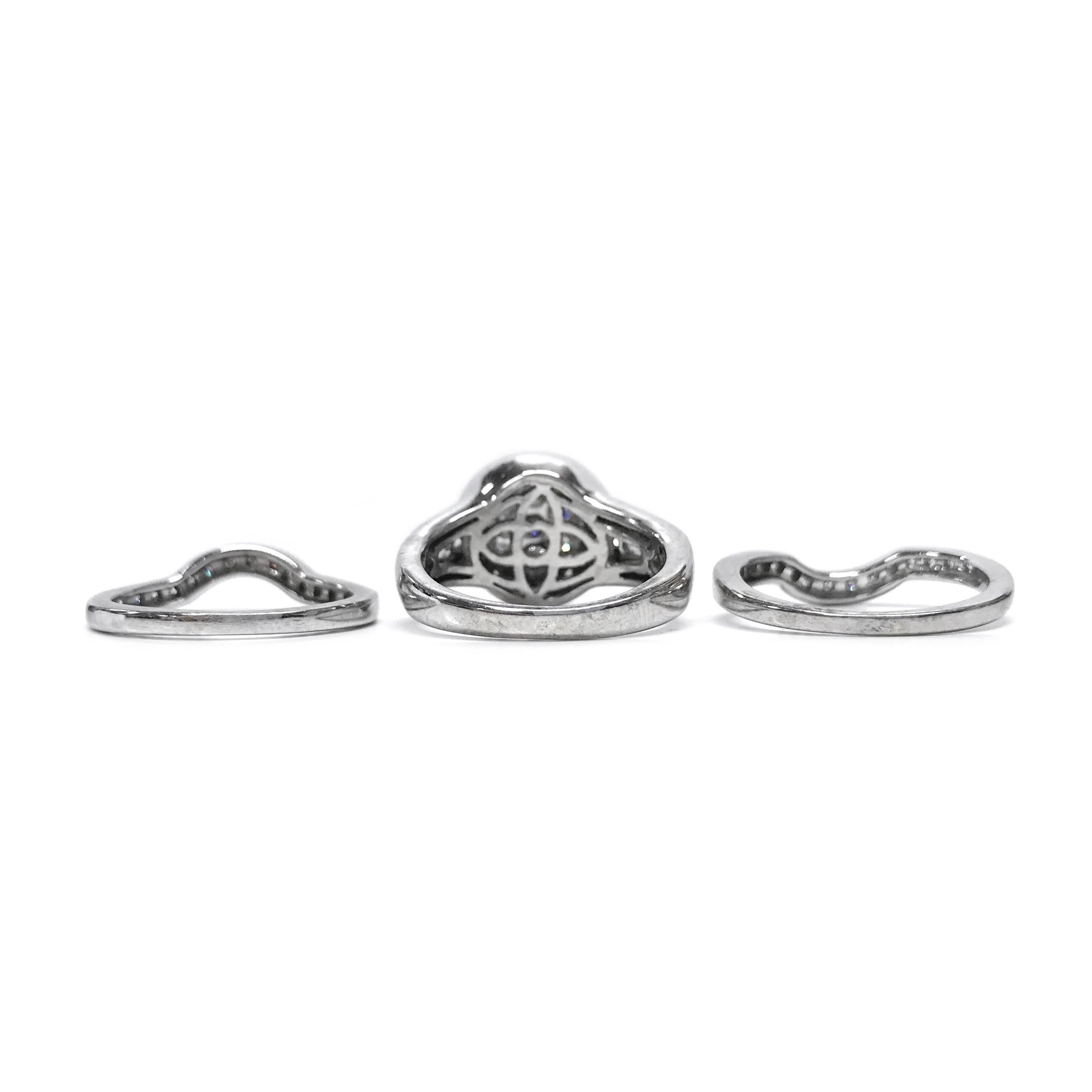 Women's or Men's 14 Karat Diamond Triple Ring Set