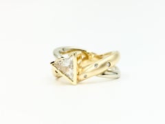 14 Karat Diamond X Ring with .50 Carat Trillion Center