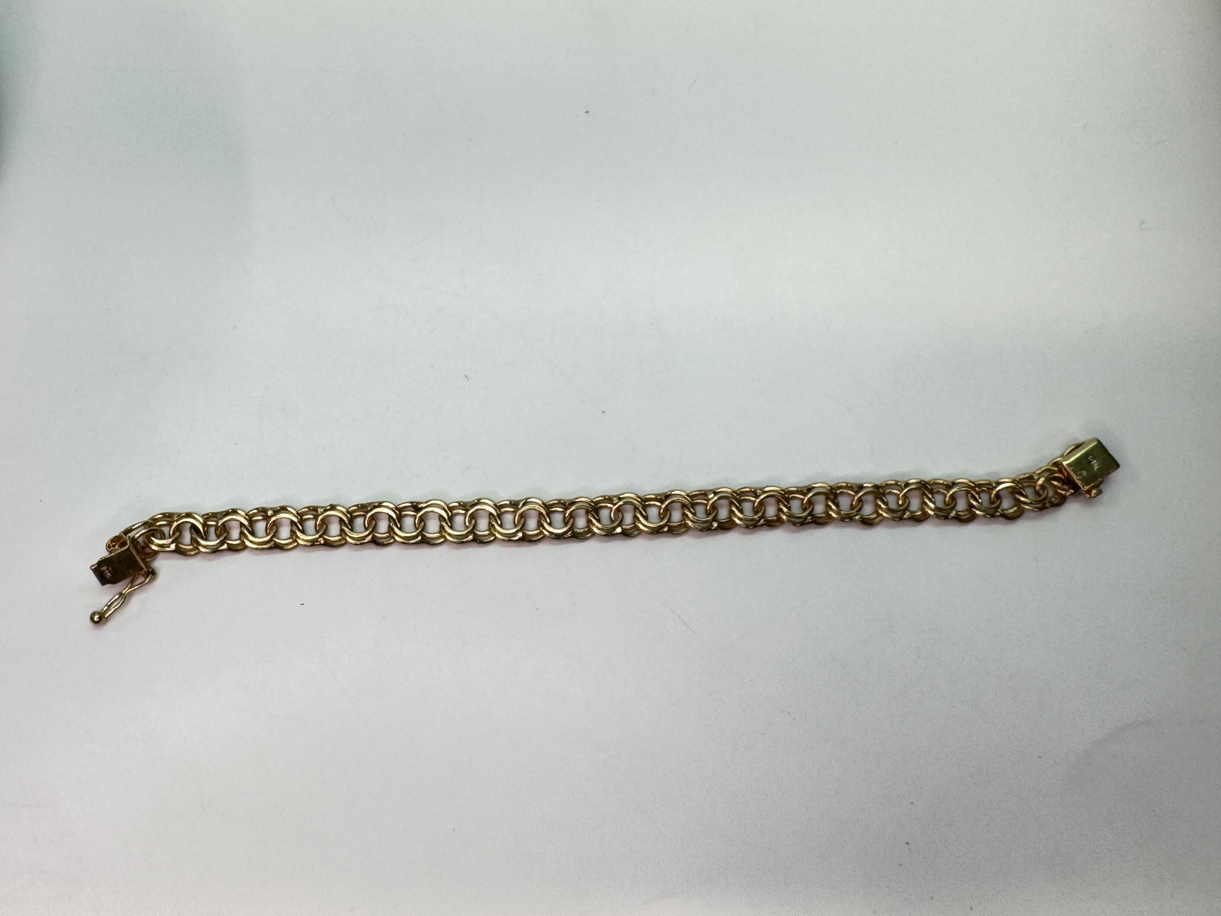 14k gold double link charm bracelet