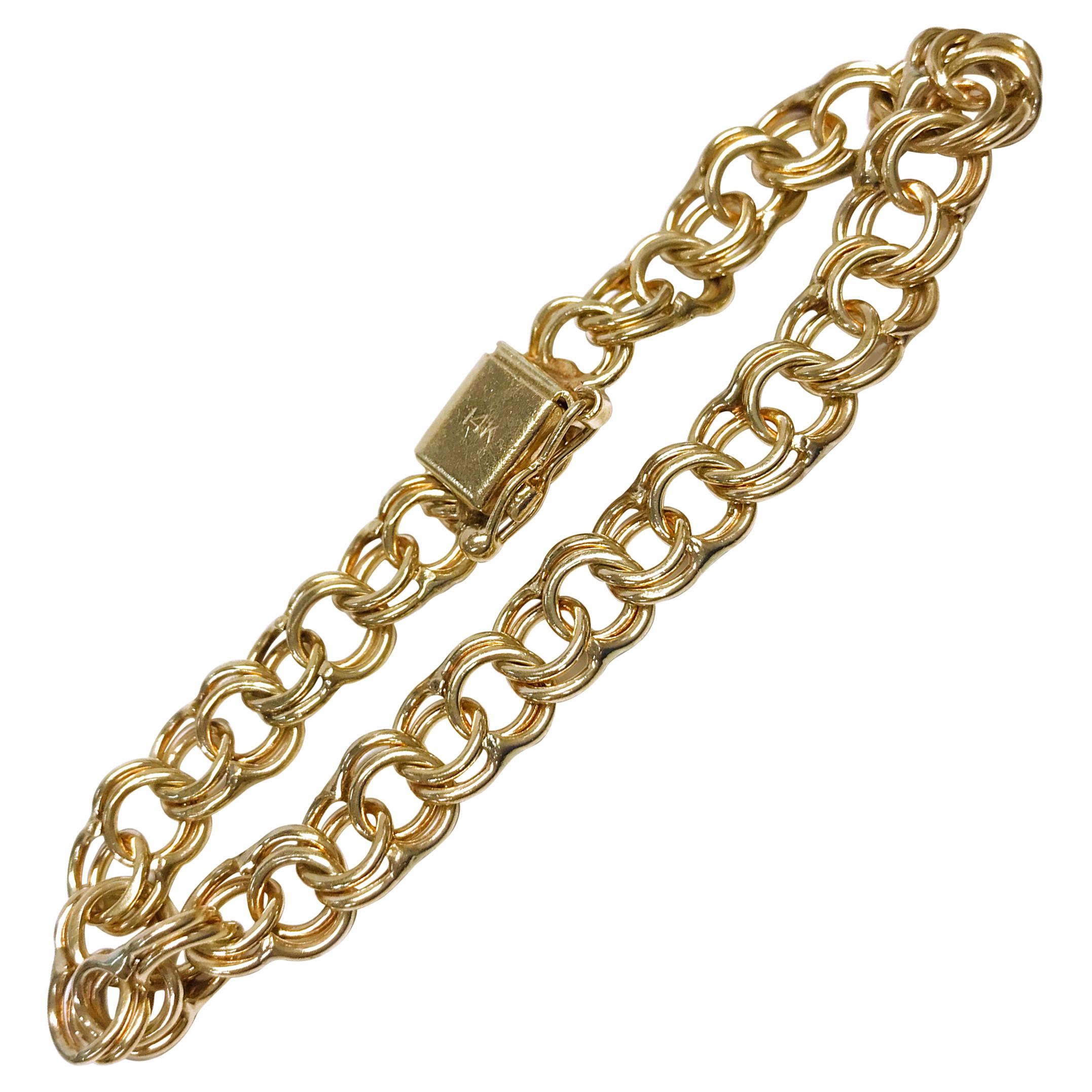 14 Karat Double Link Charm Bracelet