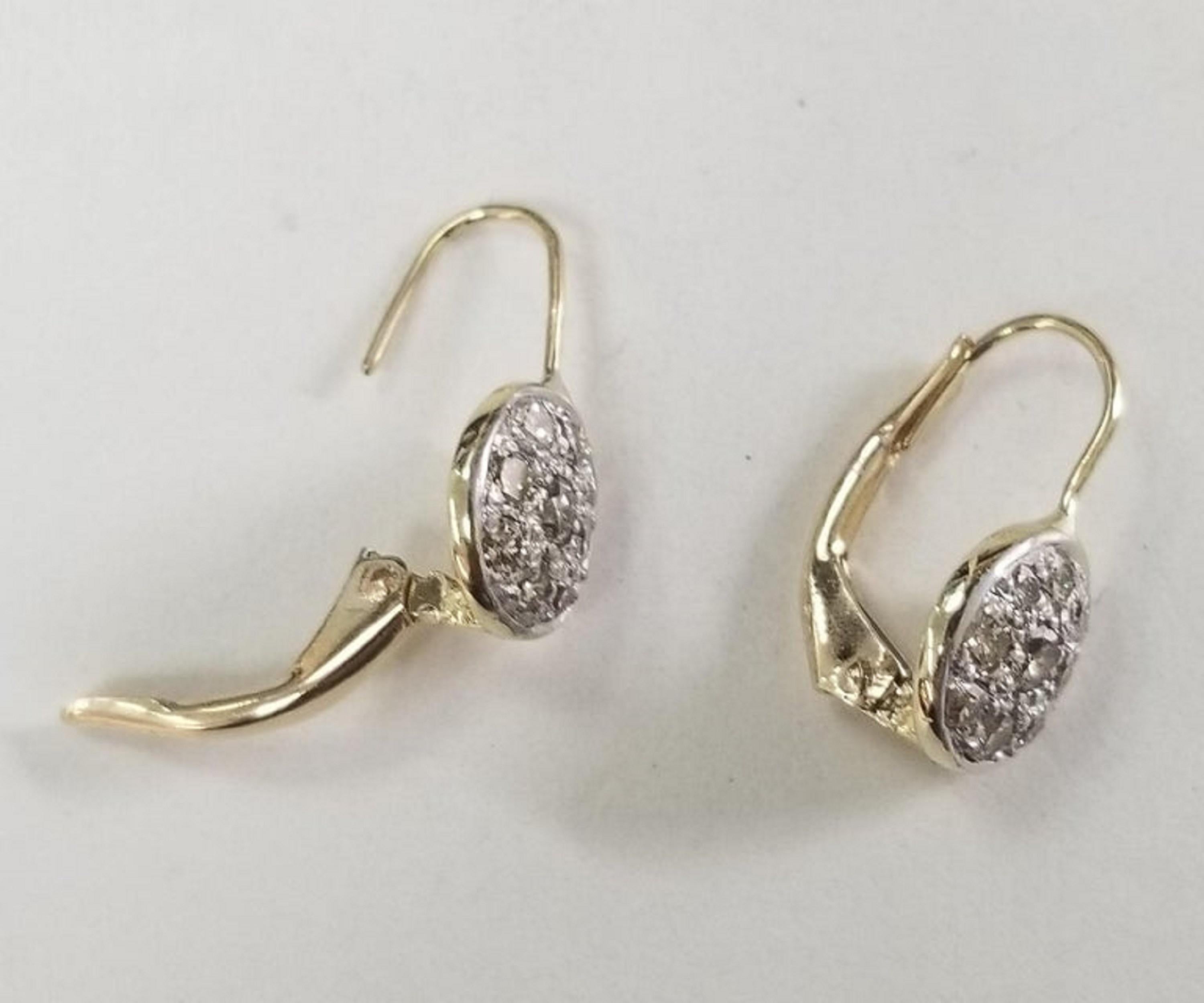 Contemporary 14 Karat Drop Diamond Cluster Earrings For Sale