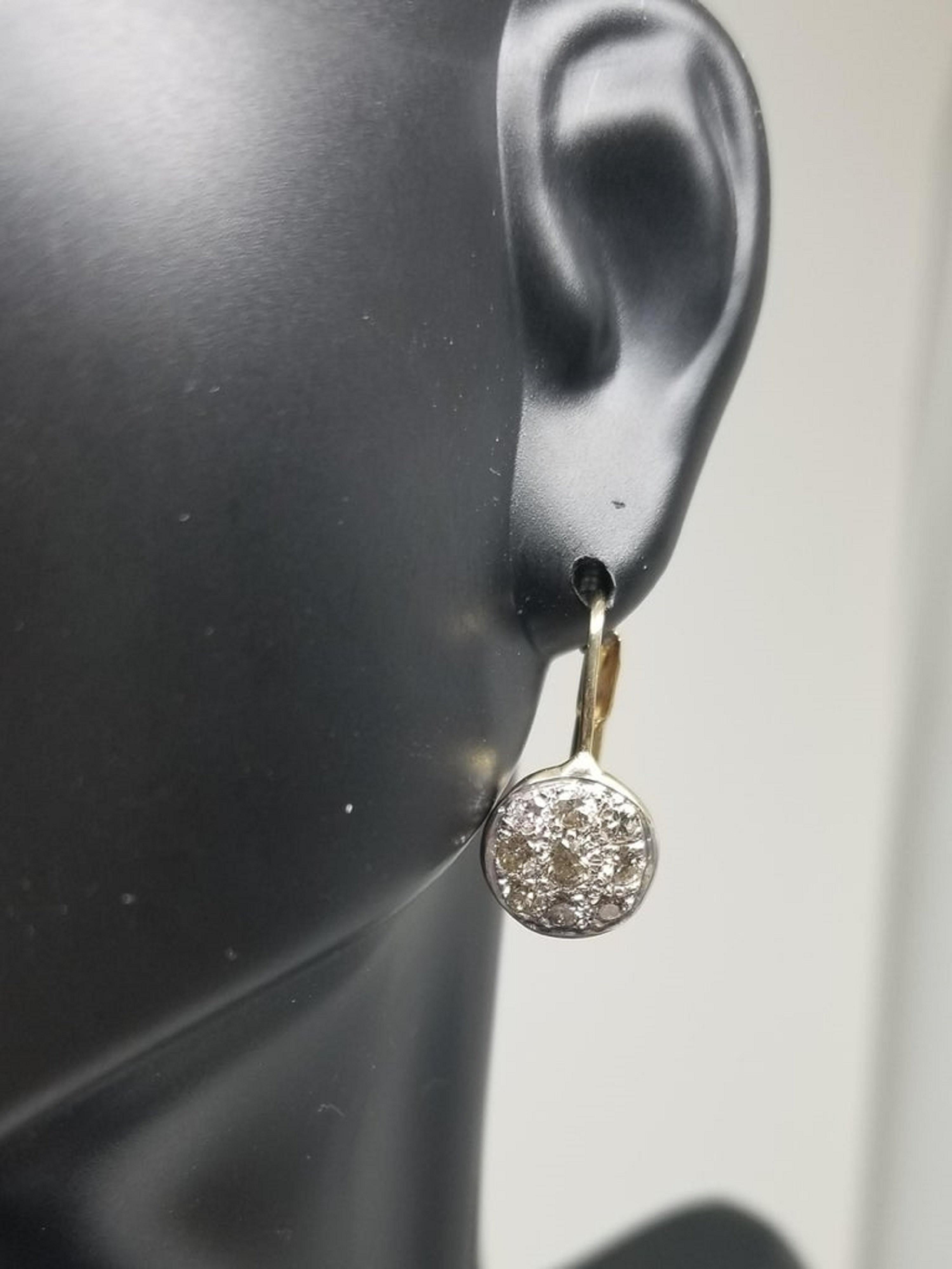 14 Karat Drop Diamond Cluster Earrings In New Condition For Sale In Los Angeles, CA