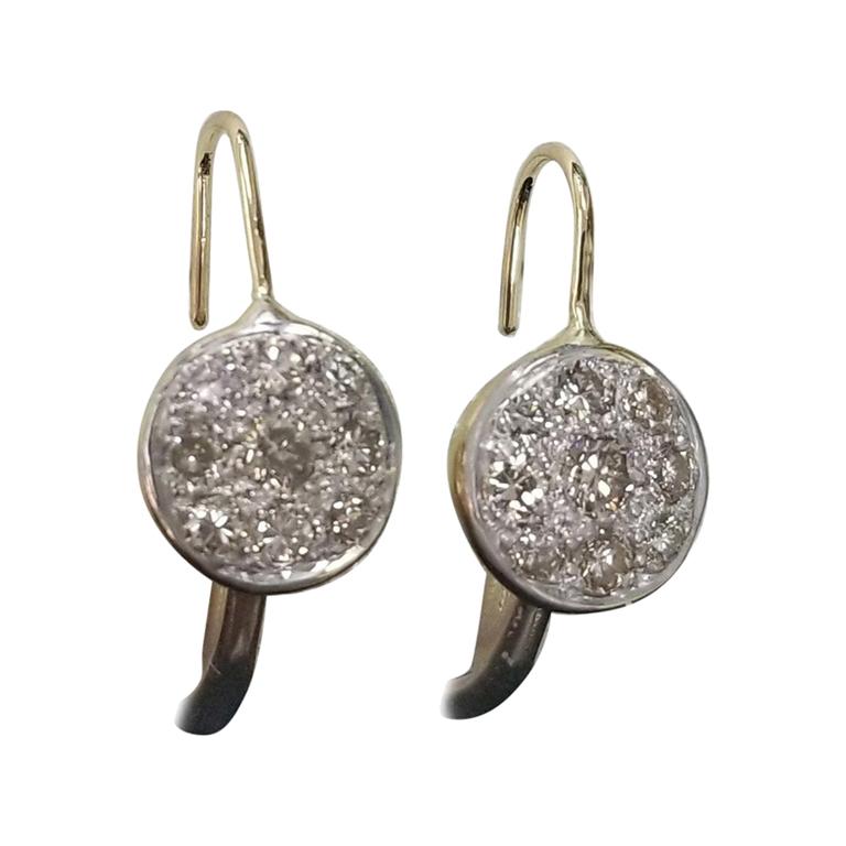 Boucles d'oreilles grappe de diamants en forme de goutte de 14 carats