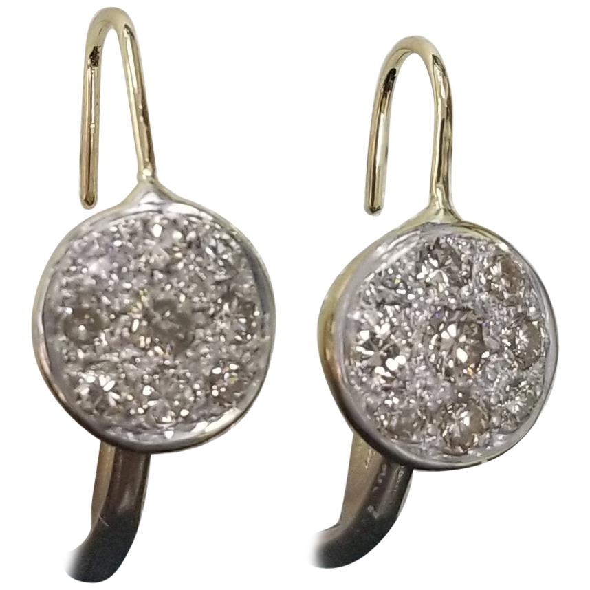 14 Karat Drop Diamond Cluster Earrings