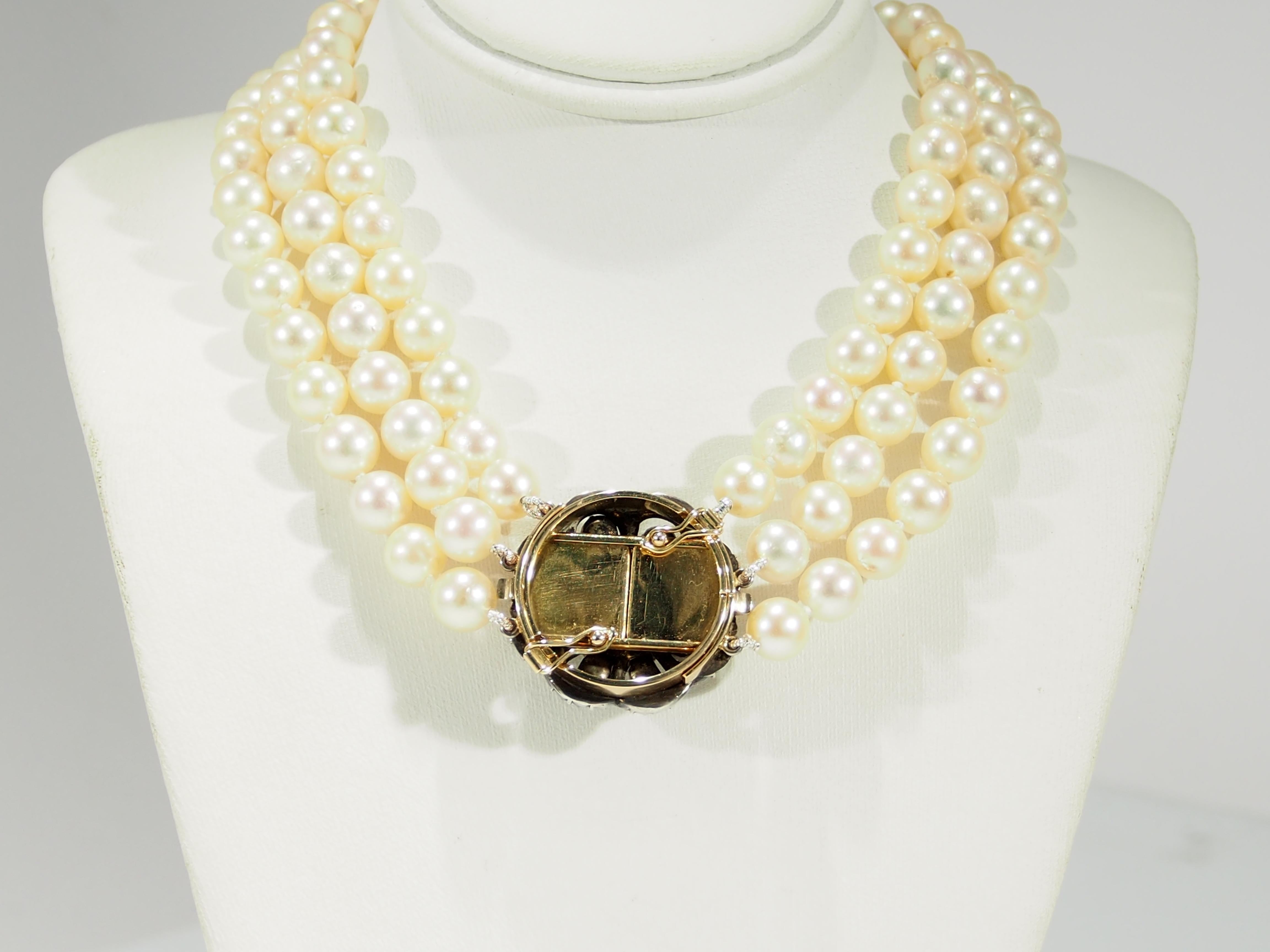 14 Karat Edwardian Diamond Pearl Necklace Yellow Gold 1.02 Carat In Good Condition In Boca Raton, FL
