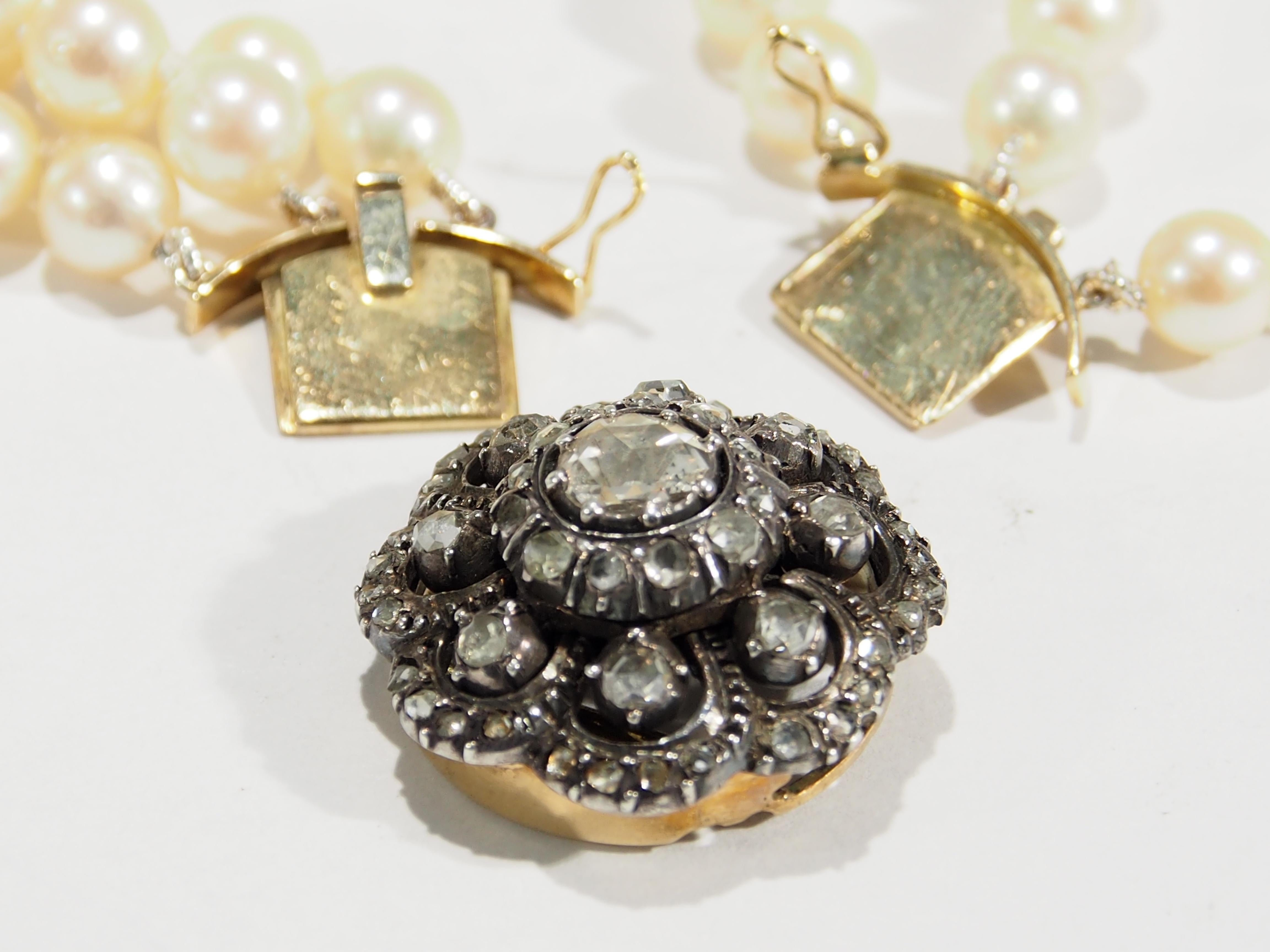 14 Karat Edwardian Diamond Pearl Necklace Yellow Gold 1.02 Carat 1