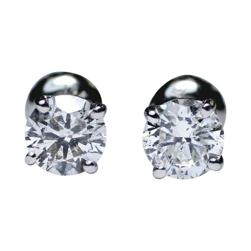 14 Karat EGL Certified Diamond stud earrings 1.15 Carat
