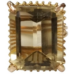 14 Karat Emerald Cut Lemon Citrine