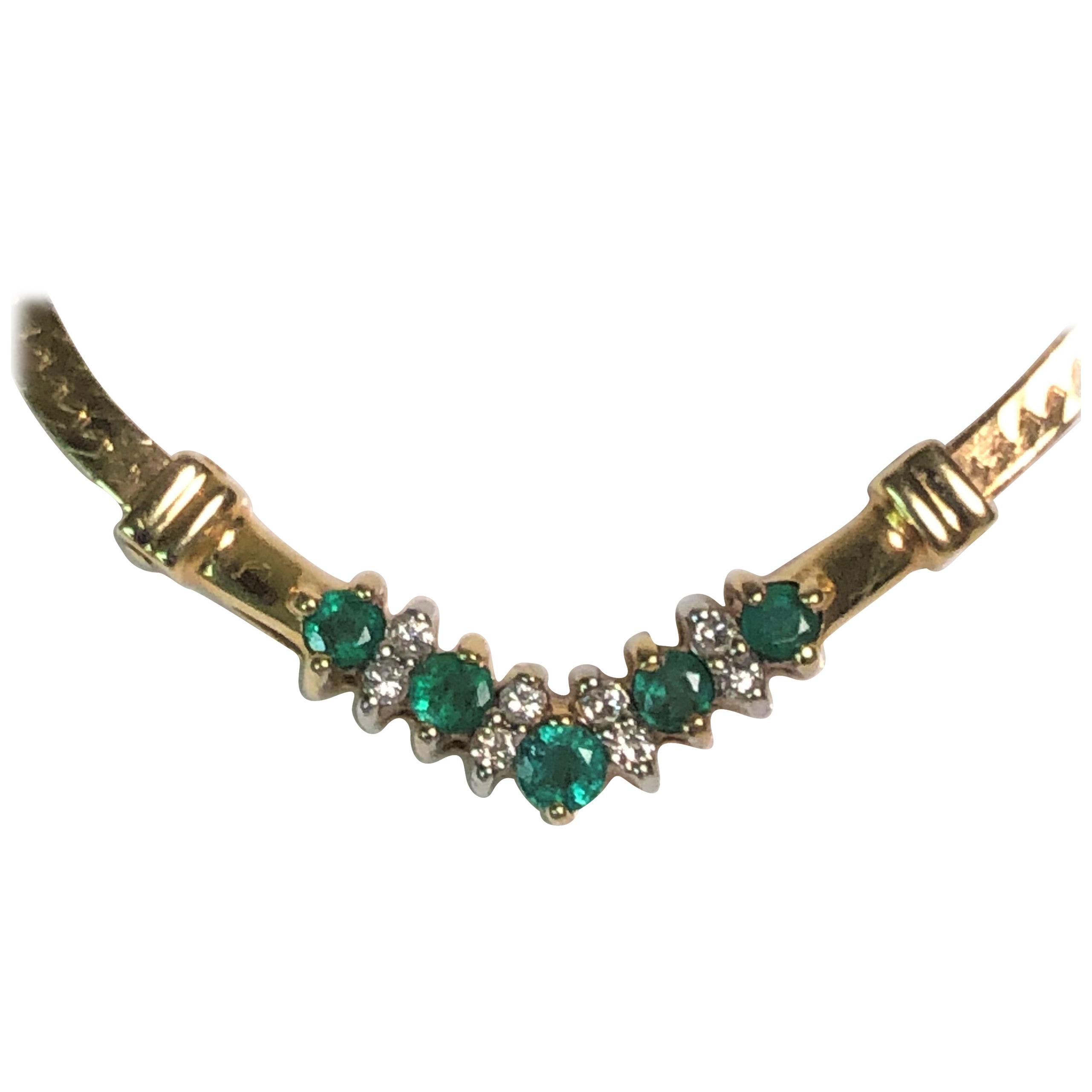 14 Karat Emerald Diamond Necklace