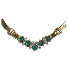 14 Karat Smaragd-Diamant-Halskette