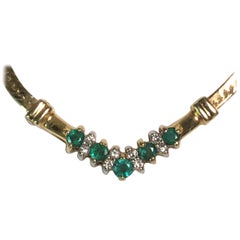 Vintage 14 Karat Emerald Diamond Necklace