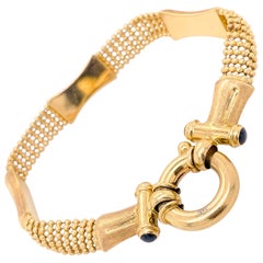 14 Karat Estate Bracelet, 14 Karat Gold, Gold Bead Chain Bracelet, Black Onyx