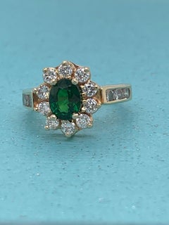 14-karat estate Tsavorite Garnet Ring with Diamonds