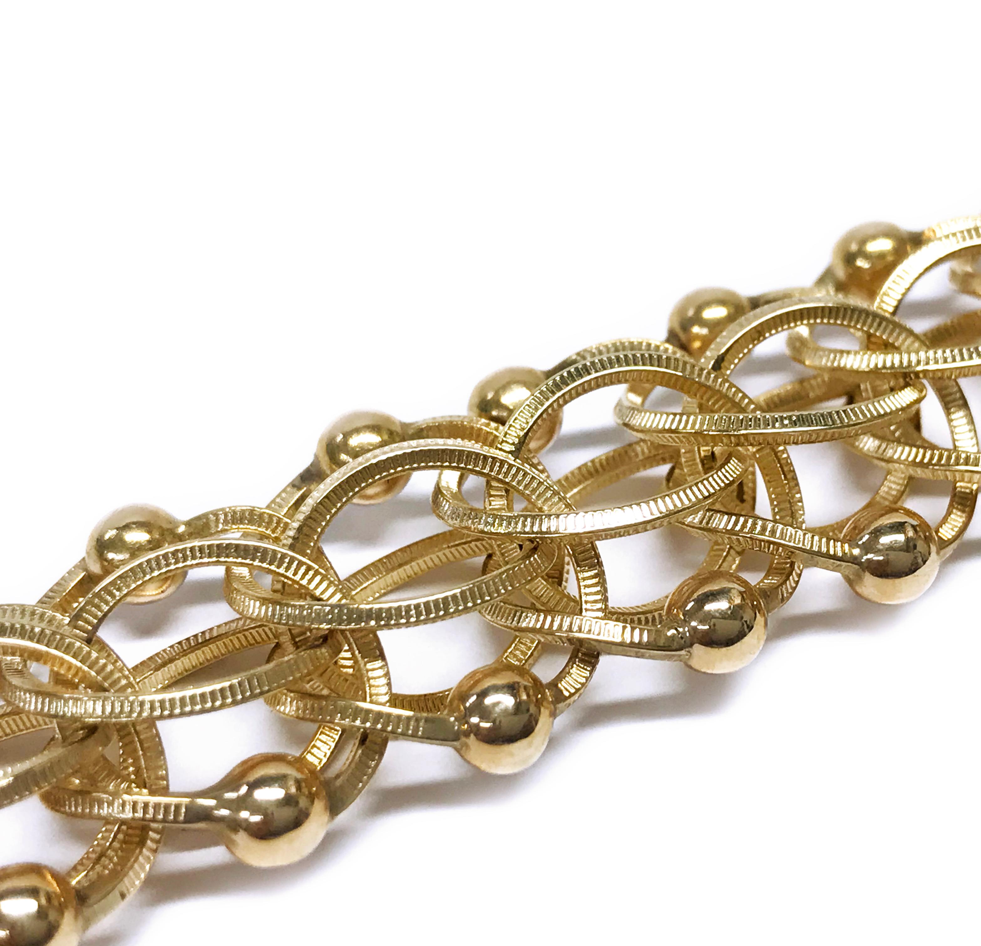 Bracelet à breloques à maillons fantaisie en or 14 carats Unisexe en vente