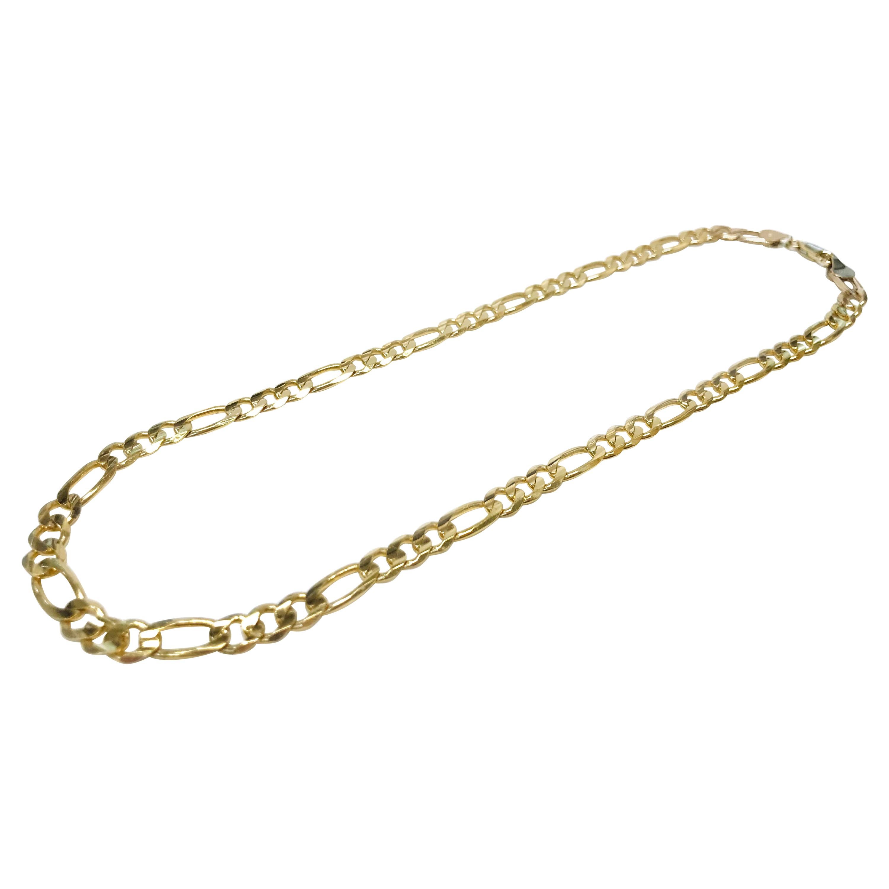 Yellow Gold Figaro Necklace For Sale
