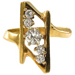 14 Karat Five-Diamond Ring