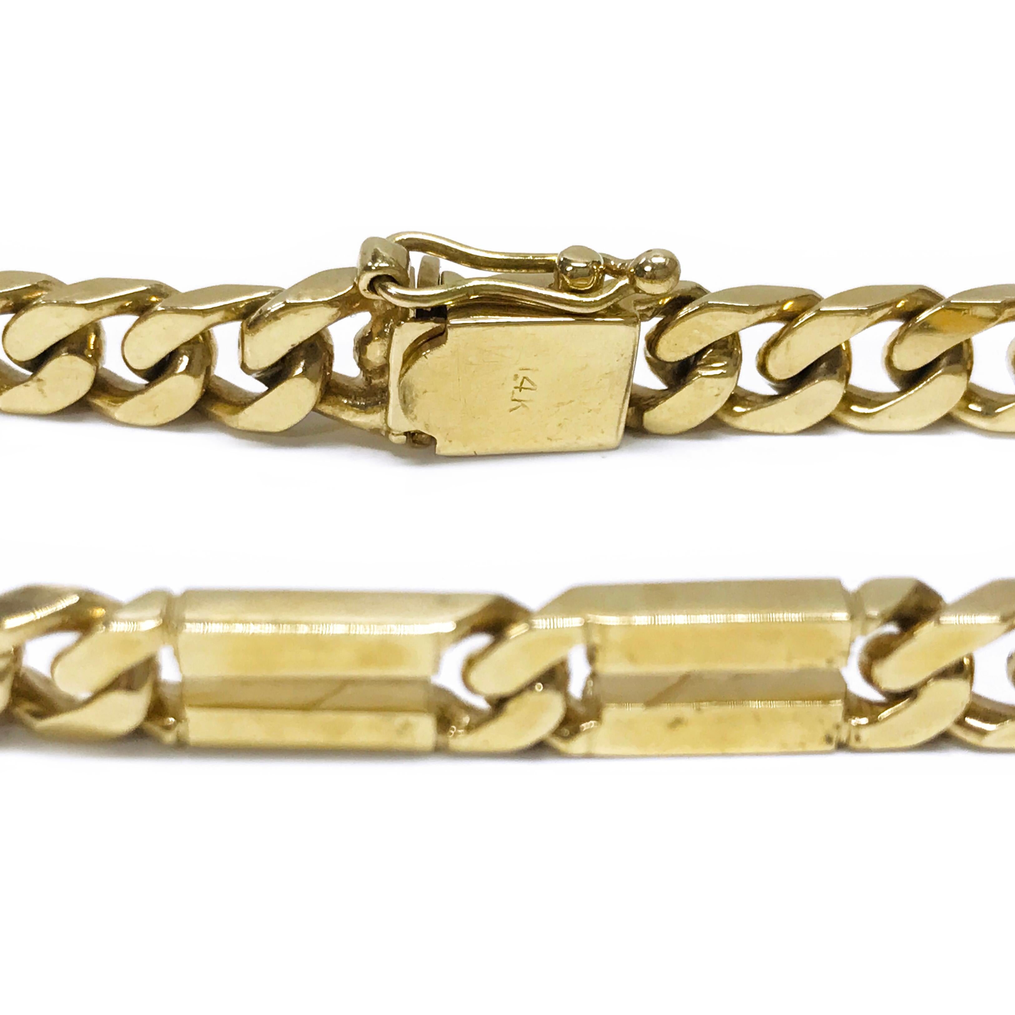 14 Karat Flat-Figaro Link Bracelet In Good Condition For Sale In Palm Desert, CA
