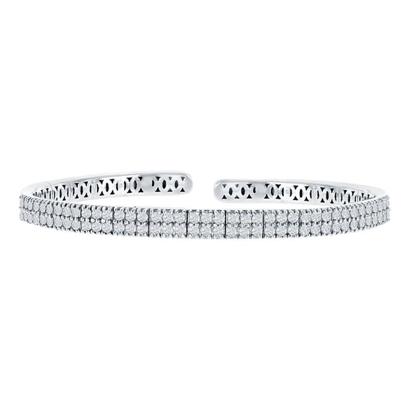 Flexibler 14 Karat Diamant-Armreif mit 2 Reihen und halber Halskette