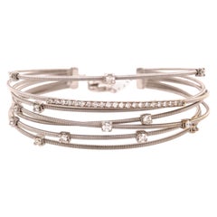 14 Karat Flexible Diamond Wire Bangle White Gold