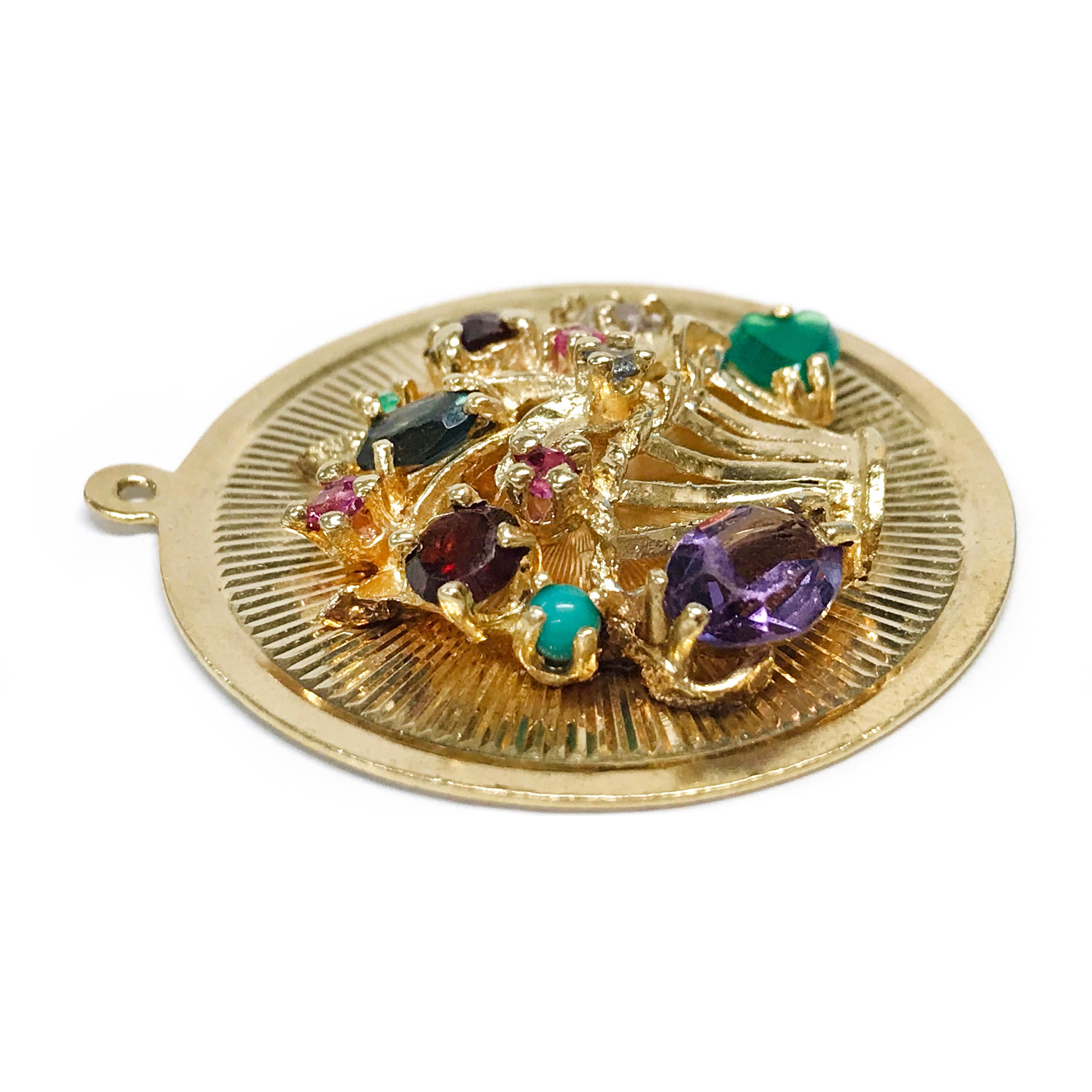 gold multi-stone pendant