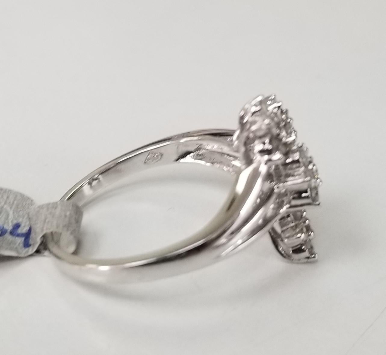 Contemporary 14 Karat Flower Diamond Cluster Ring