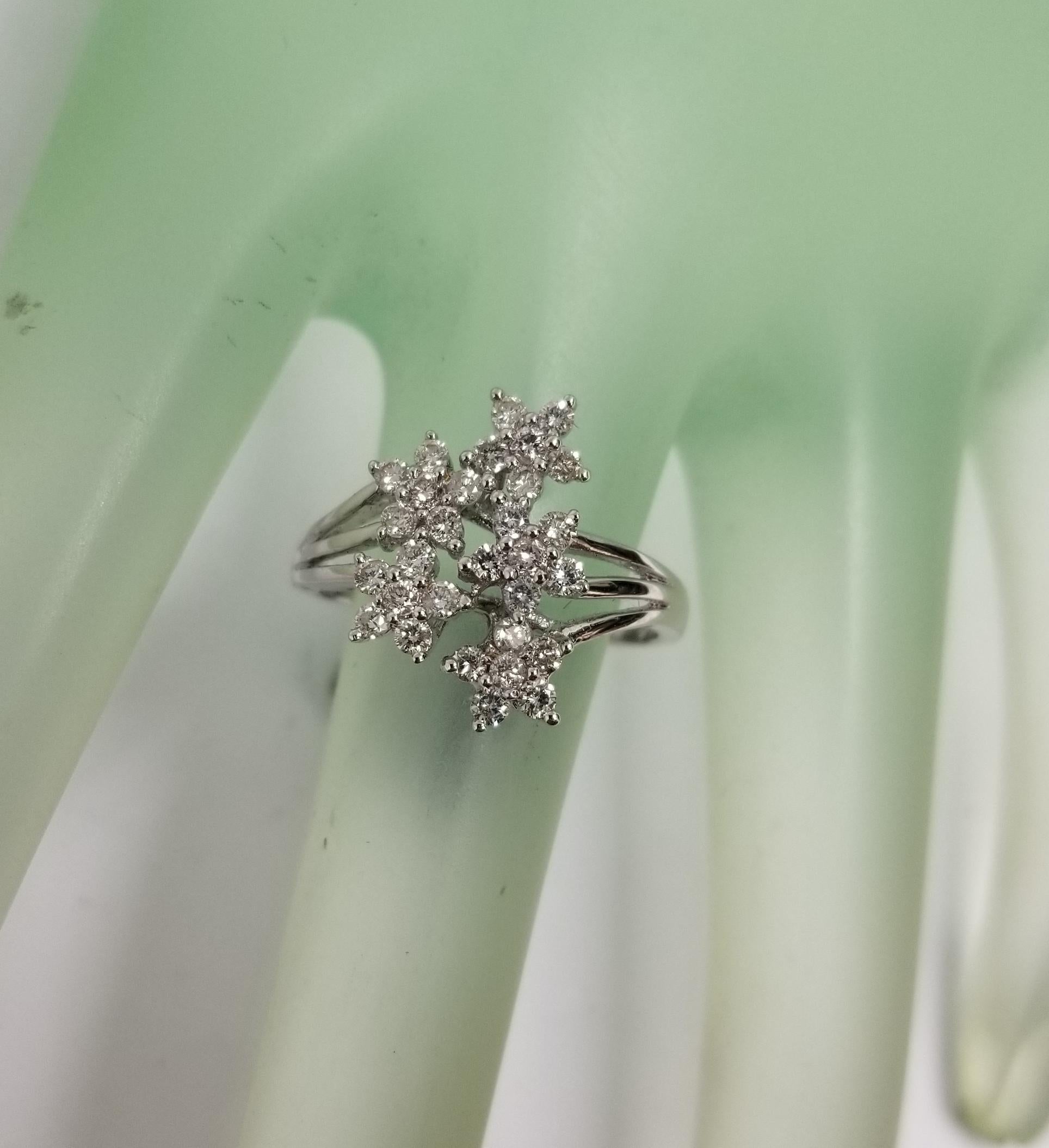 Women's 14 Karat Flower Diamond Cluster Ring